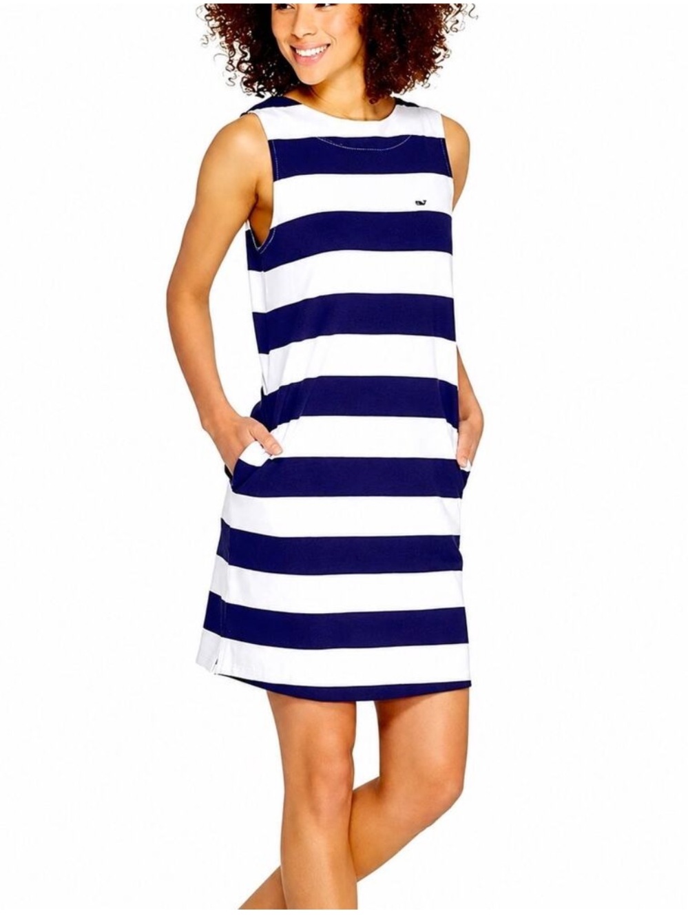 NWT Vineyard Vines Navy/White Striped Sleeveless Shift Dress - size S - Picture 2 of 11